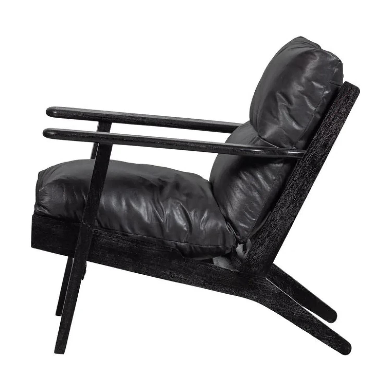 WOOOD Fauteuils|Houston Fauteuil leer/hout zwart