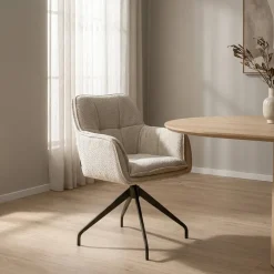 Eleonora Eetkamerstoelen|Hugo Eetkamerstoel Beige stof