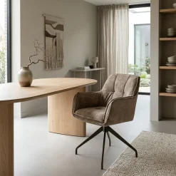 Eleonora Eetkamerstoelen|Hugo Eetkamerstoel Taupe stof