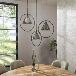 Trading Lighting Hanglampen|Glazen Hanglamp|Indra 3-lichts Hanglamp getrapt Smoke
