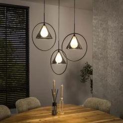 Trading Lighting Hanglampen|Glazen Hanglamp|Indra 3-lichts Hanglamp getrapt Smoke