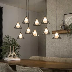 Kalfort Hanglampen|Glazen Hanglamp|Indra 9-lichts Hanglamp Smoke