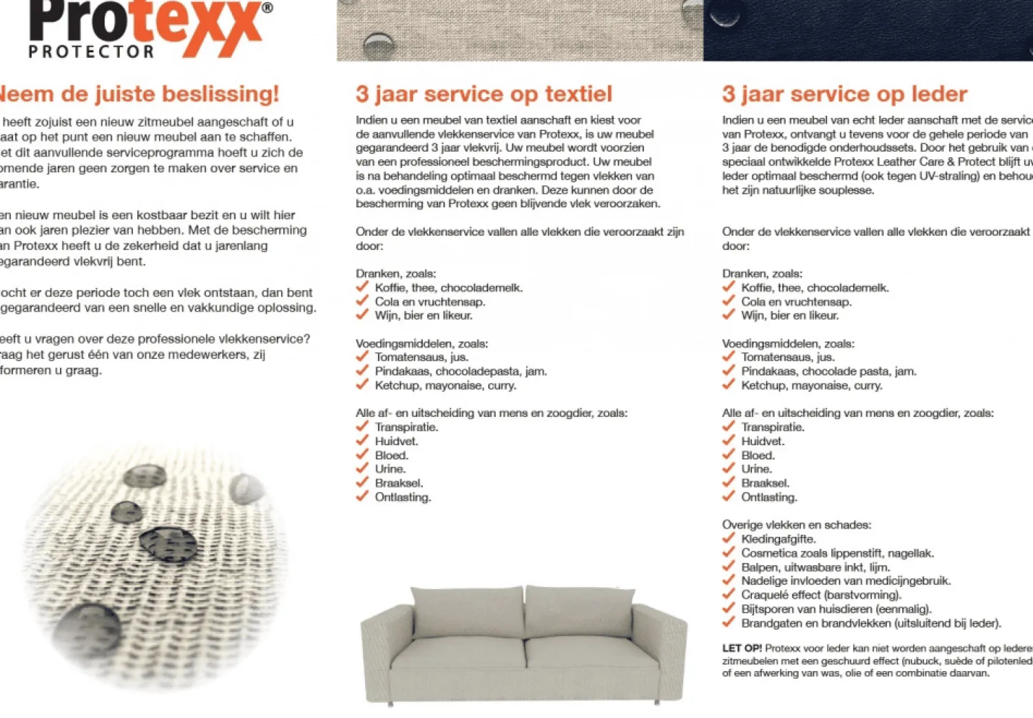 Oranje Furniture Care Bescherming En Onderhoud|Bescherming & Onderhoud|iProteqt of Protexx Vlekkenservice 3 Jaar Textiel Kit