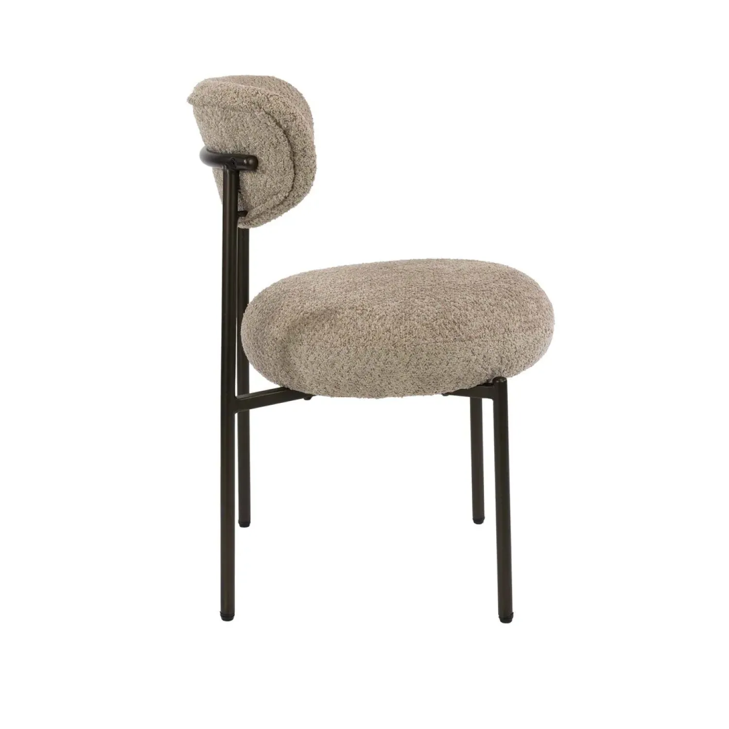 Kalfort Eetkamerstoelen|Jaimy Eetkamerstoel Boucle zand-bruin