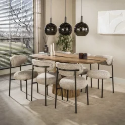 Kalfort Eetkamerstoelen|Jaimy Eetkamerstoel Boucle zand-bruin