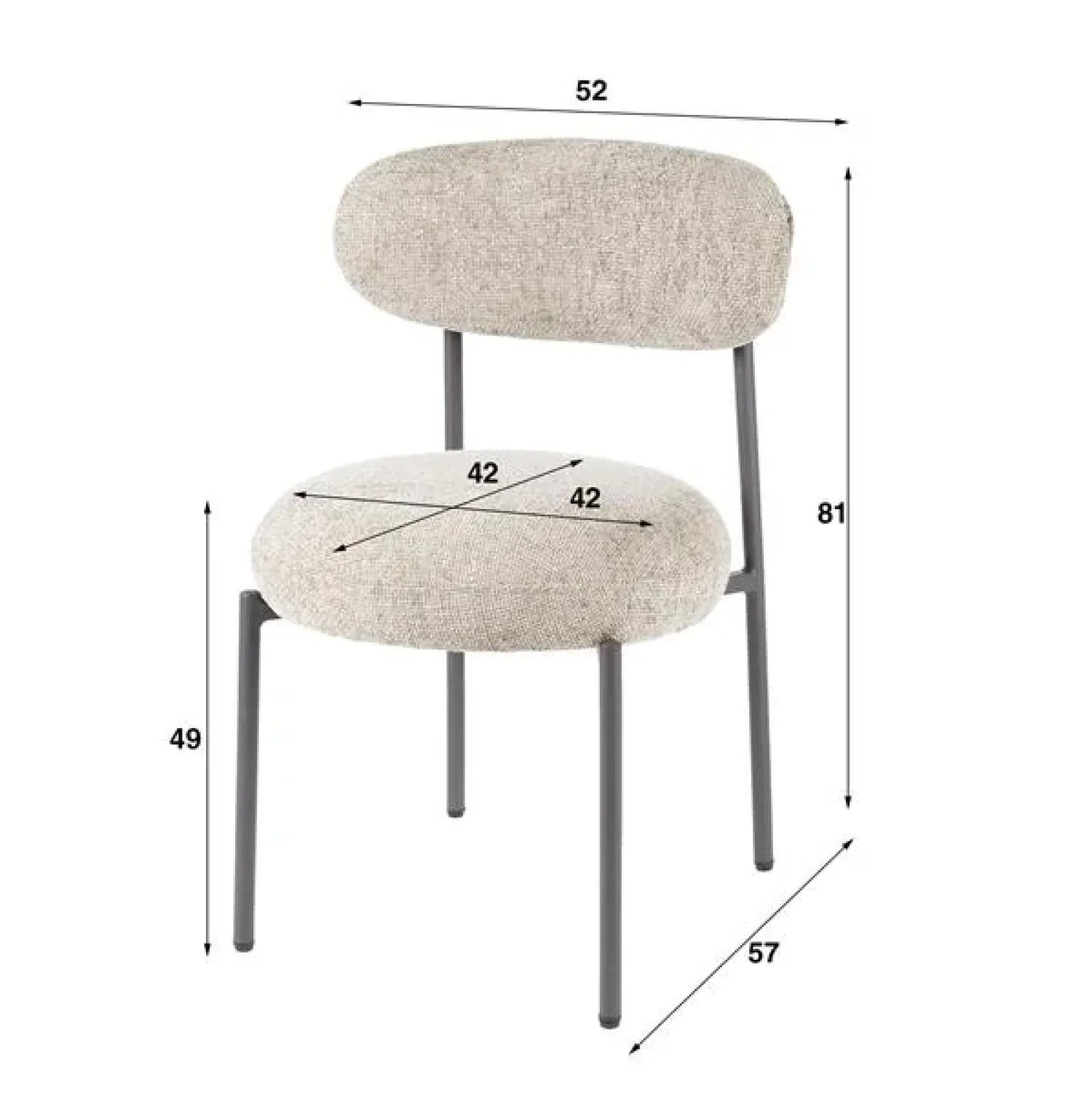 Kalfort Eetkamerstoelen|Jaimy Eetkamerstoel Stof kleur Zand