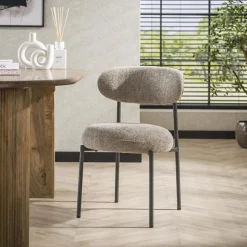 Kalfort Eetkamerstoelen|Jaimy Eetkamerstoel Stof kleur Zand