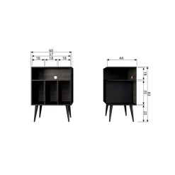 WOOOD Nachtkastjes|Industriele Kasten|James Kastje zwart/walnoot 60cm