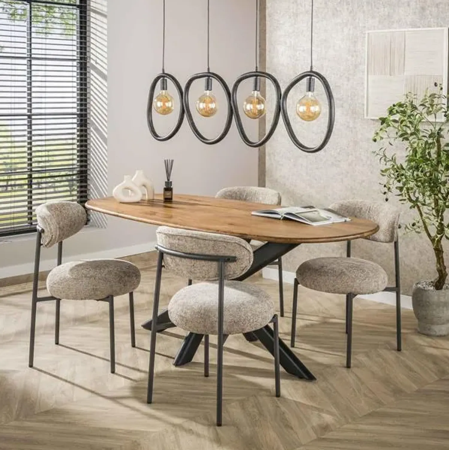 Kalfort Hanglampen|Jane 4-lichts Hanglamp Artic zwart
