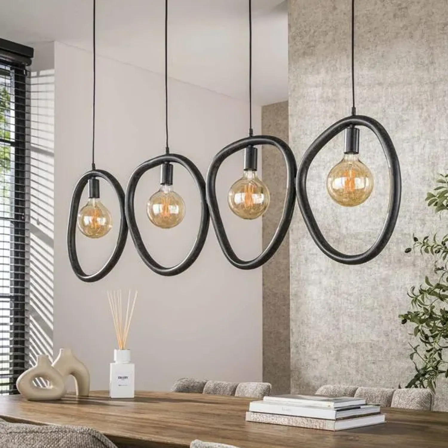 Kalfort Hanglampen|Jane 4-lichts Hanglamp Artic zwart