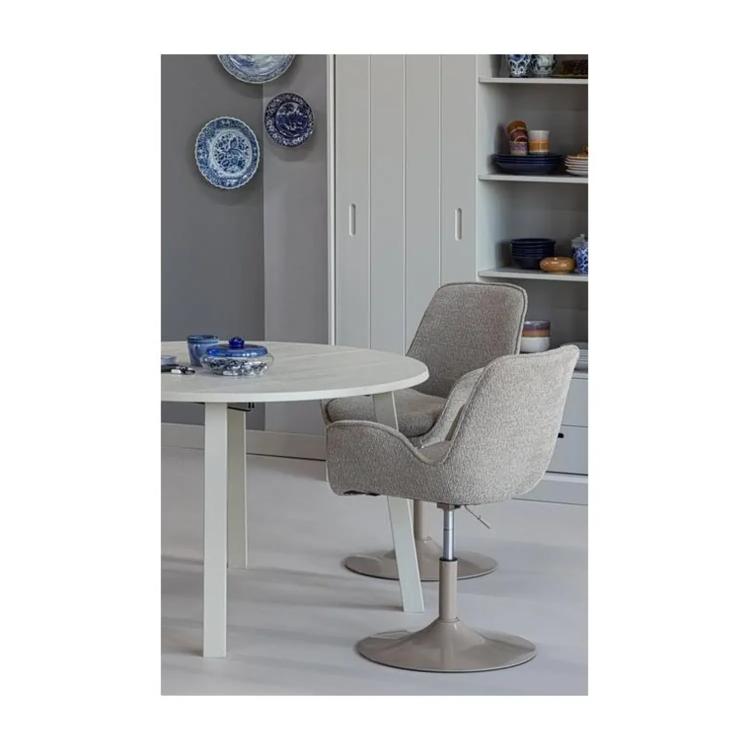 WOOOD Eettafels|Janne Uitschuifbare eettafel rond eiken dakargrau 120/160/200cm