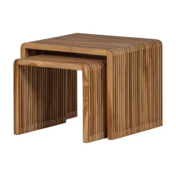 WOOOD Bijzettafels|Jasmijn Bijzettafel recycled teak naturel set van 2