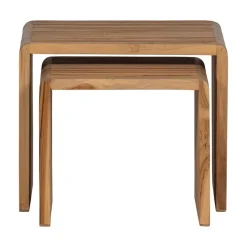 WOOOD Bijzettafels|Jasmijn Bijzettafel recycled teak naturel set van 2