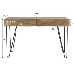 Kalfort Sidetables|Jasmina Sidetable 2 lades Mangohout 120cm