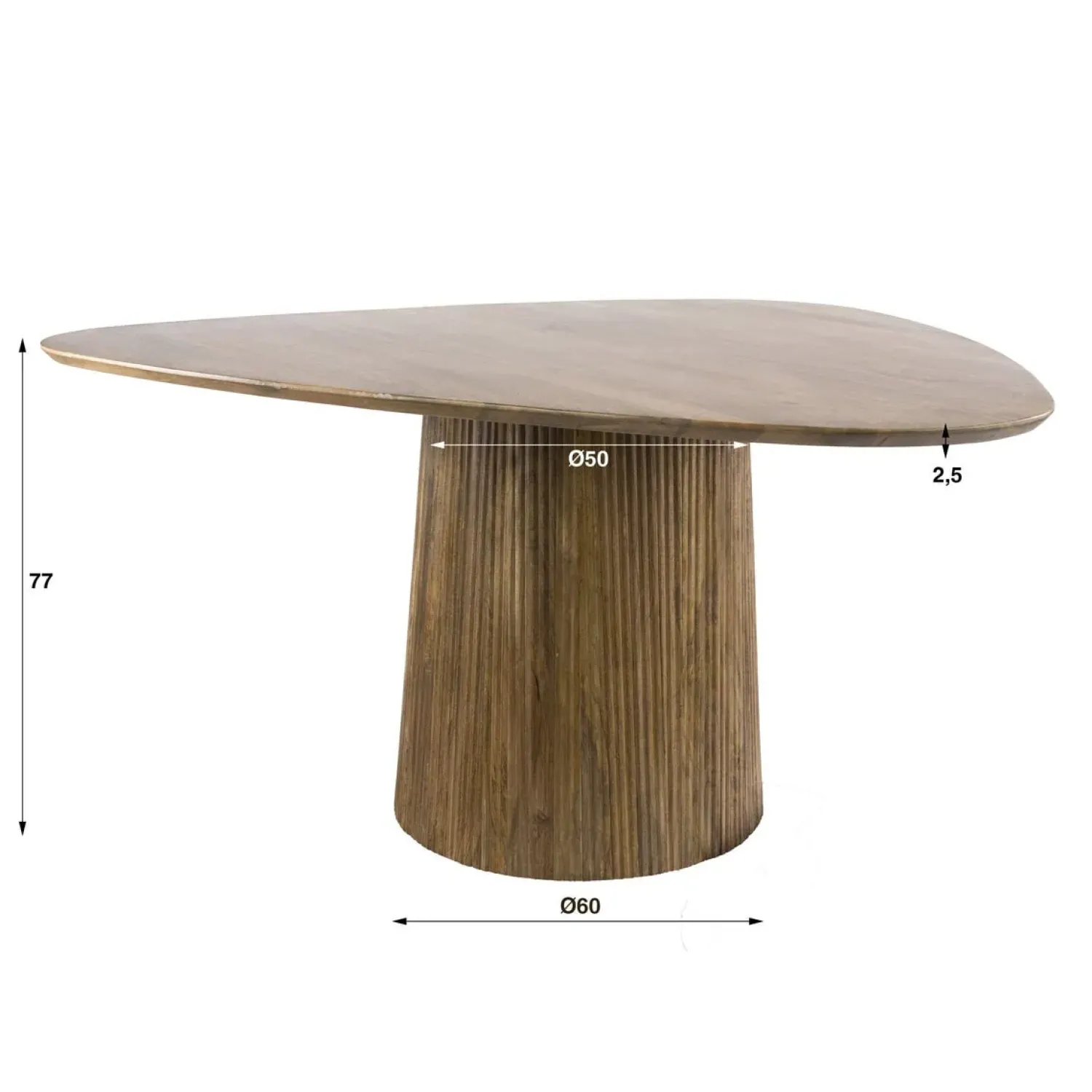 Kalfort Eettafels|Jean Eettafel Driehoekig Mangohout 150cm