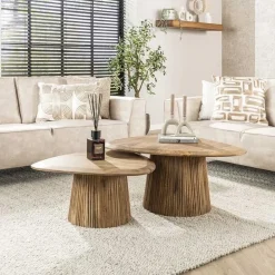 Kalfort Salontafels|Jean Salontafel set van 2 driehoekig Mangohout
