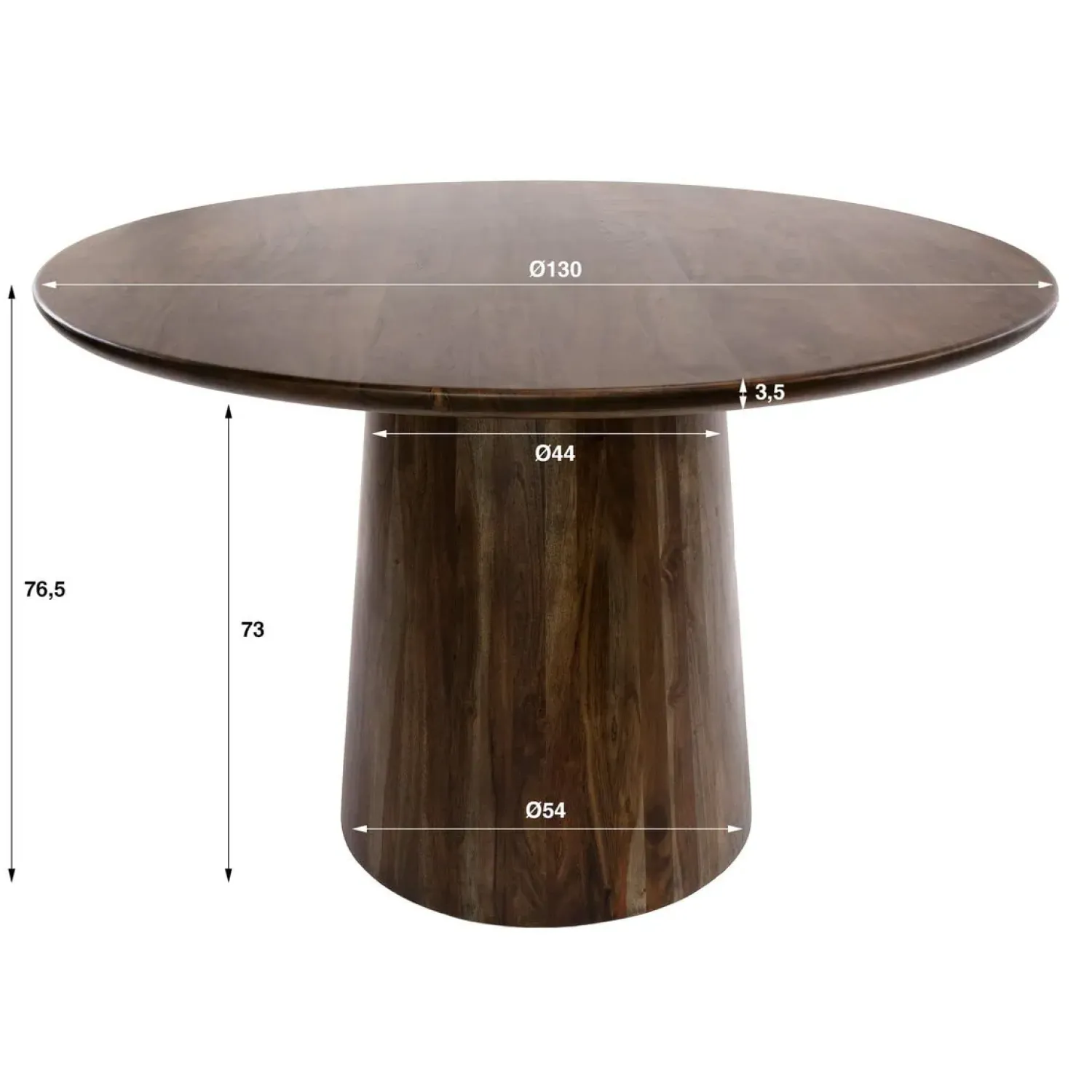 Kalfort Eettafels|Jennie Eettafel rond Bruin 130cm