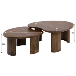 Kalfort Salontafels|Jennie Salontafel set van 2 organisch Bruin