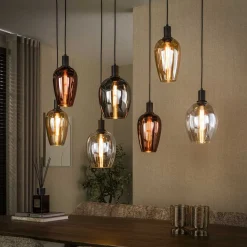 Kalfort Hanglampen|Glazen Hanglamp|Jenny 7-lichts Hanglamp Meerkleurig glas