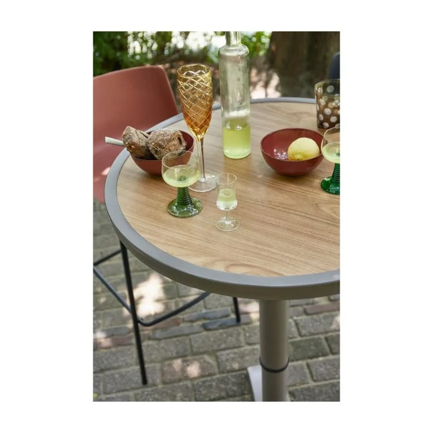 WOOOD Tuintafels|Jeppe Hoogte verstelbare bartafel tuin aluminium bruin/grijs 70cm
