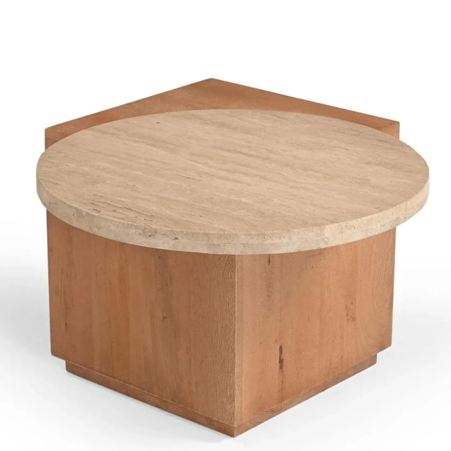 Furndea Bijzettafels|Jessie Bijzettafel Mangohout Travertin 60 cm