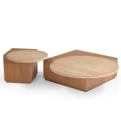 Furndea Bijzettafels|Jessie Bijzettafel Mangohout Travertin 60 cm