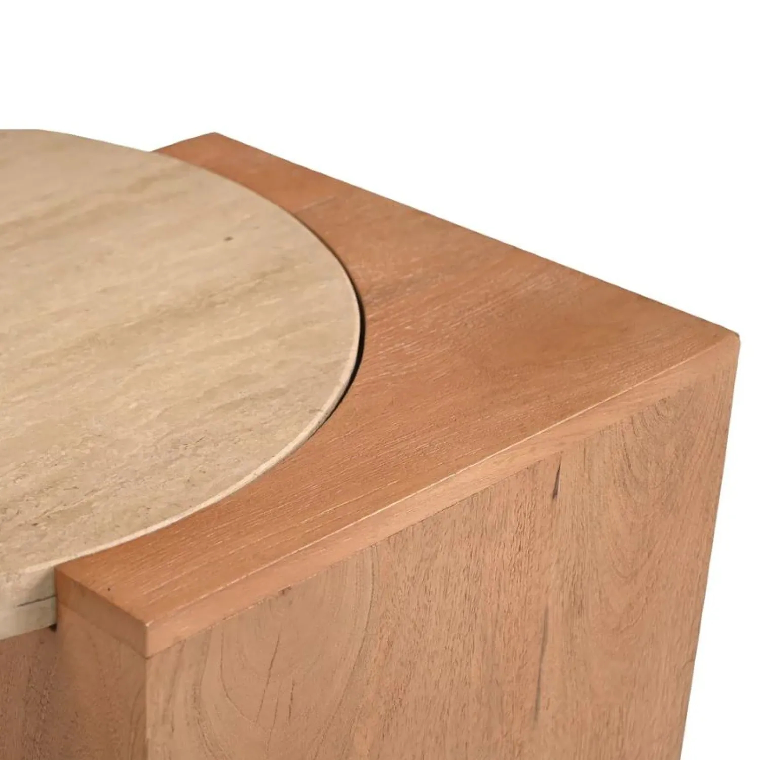 Furndea Bijzettafels|Jessie Bijzettafel Mangohout Travertin 60 cm