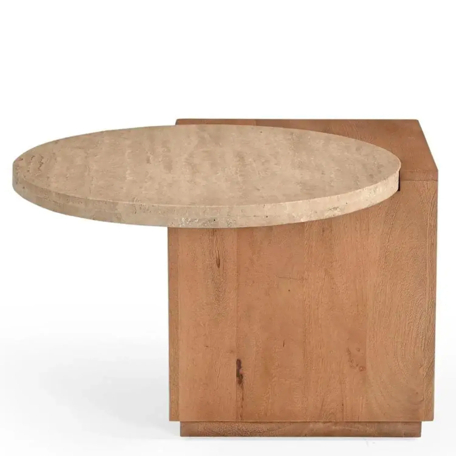 Furndea Bijzettafels|Jessie Bijzettafel Mangohout Travertin 60 cm