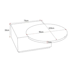 Furndea Salontafels|Jessie Salontafel Bruin Marmer 103 cm