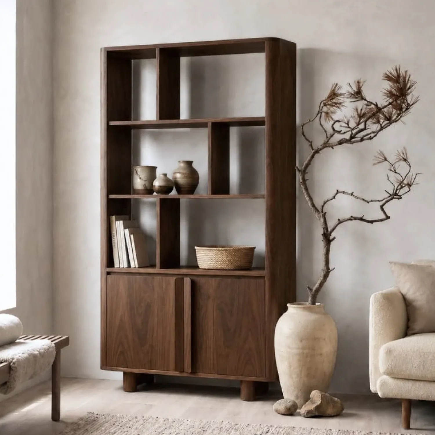 Vane Living Vakkenkasten|Boekenkasten|Jessy Boekenkast Walnoot 120cm