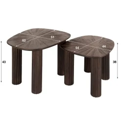 Kalfort Salontafels|Jill Salontafel set van 2 driehoekig Teakhout