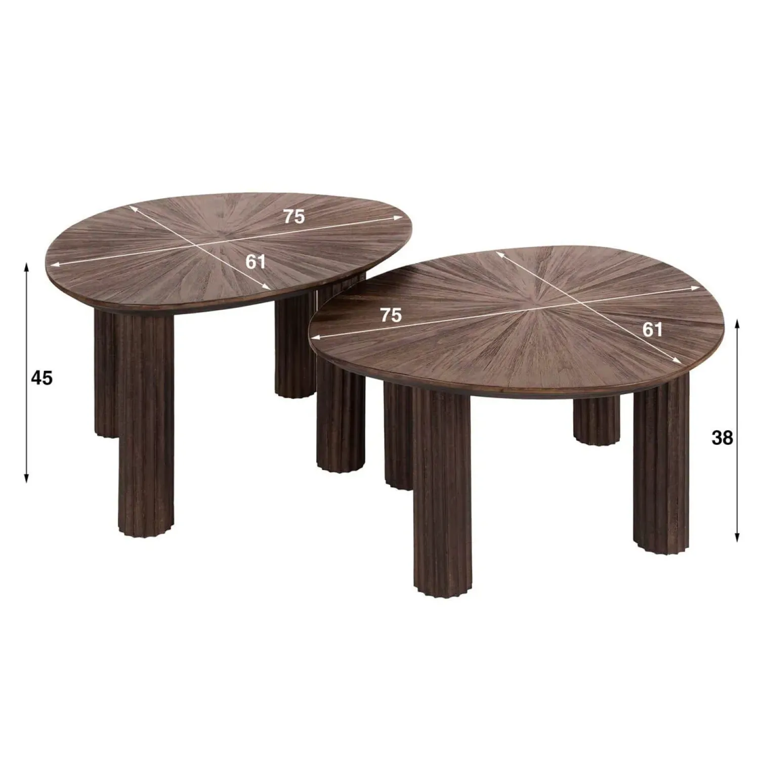 Kalfort Salontafels|Jill Salontafel set van 2 vierhoekig Teakhout