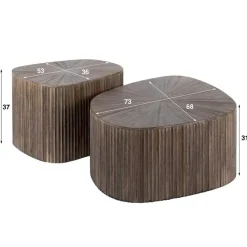 Kalfort Salontafels|Jill Salontafel XL set van 2 driehoekig Teakhout