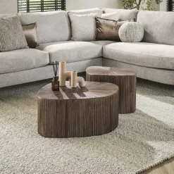 Kalfort Salontafels|Jill Salontafel XL set van 2 driehoekig Teakhout