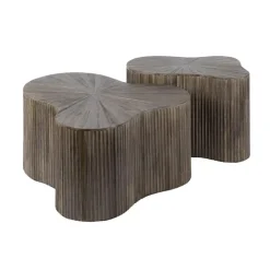 Kalfort Salontafels|Jill Salontafel XL set van 2 klavervormig Teakhout