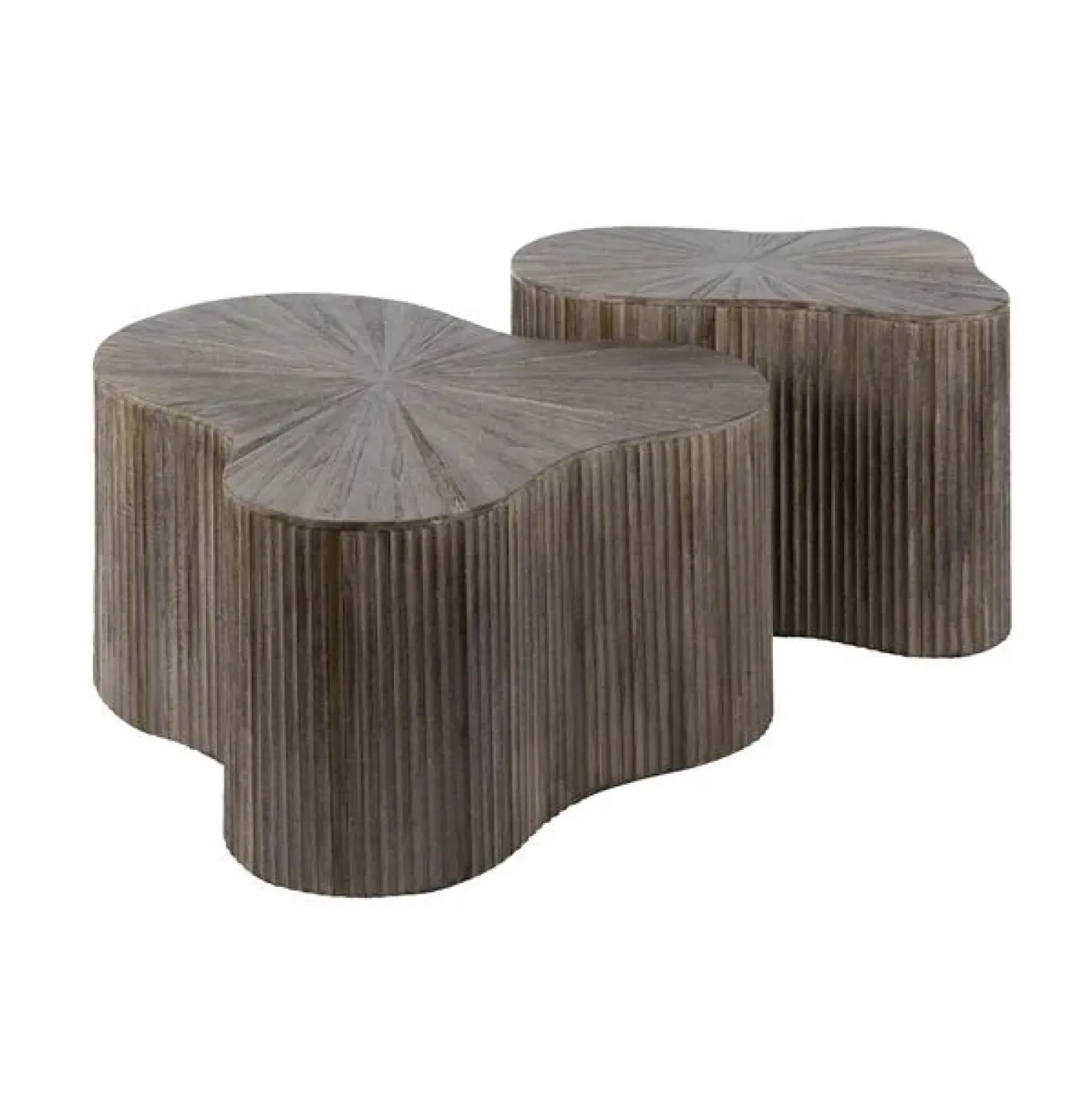 Kalfort Salontafels|Jill Salontafel XL set van 2 klavervormig Teakhout