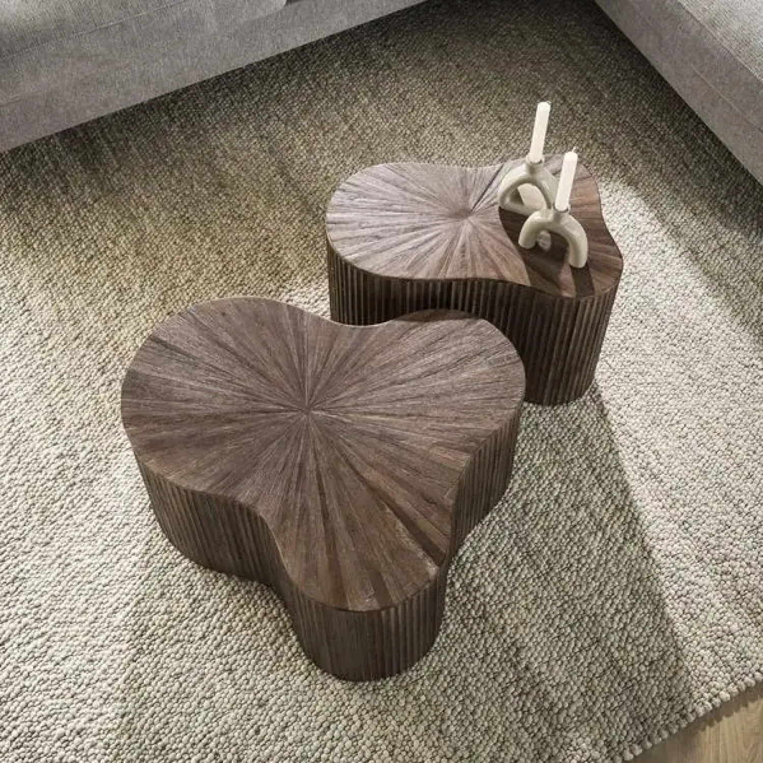 Kalfort Salontafels|Jill Salontafel XL set van 2 klavervormig Teakhout