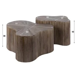 Kalfort Salontafels|Jill Salontafel XL set van 2 klavervormig Teakhout