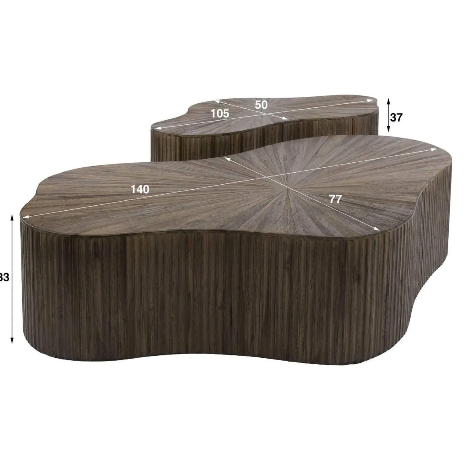 Kalfort Salontafels|Jill Teak XL Salontafel Shamrock Set van 2 Teakhout Espresso