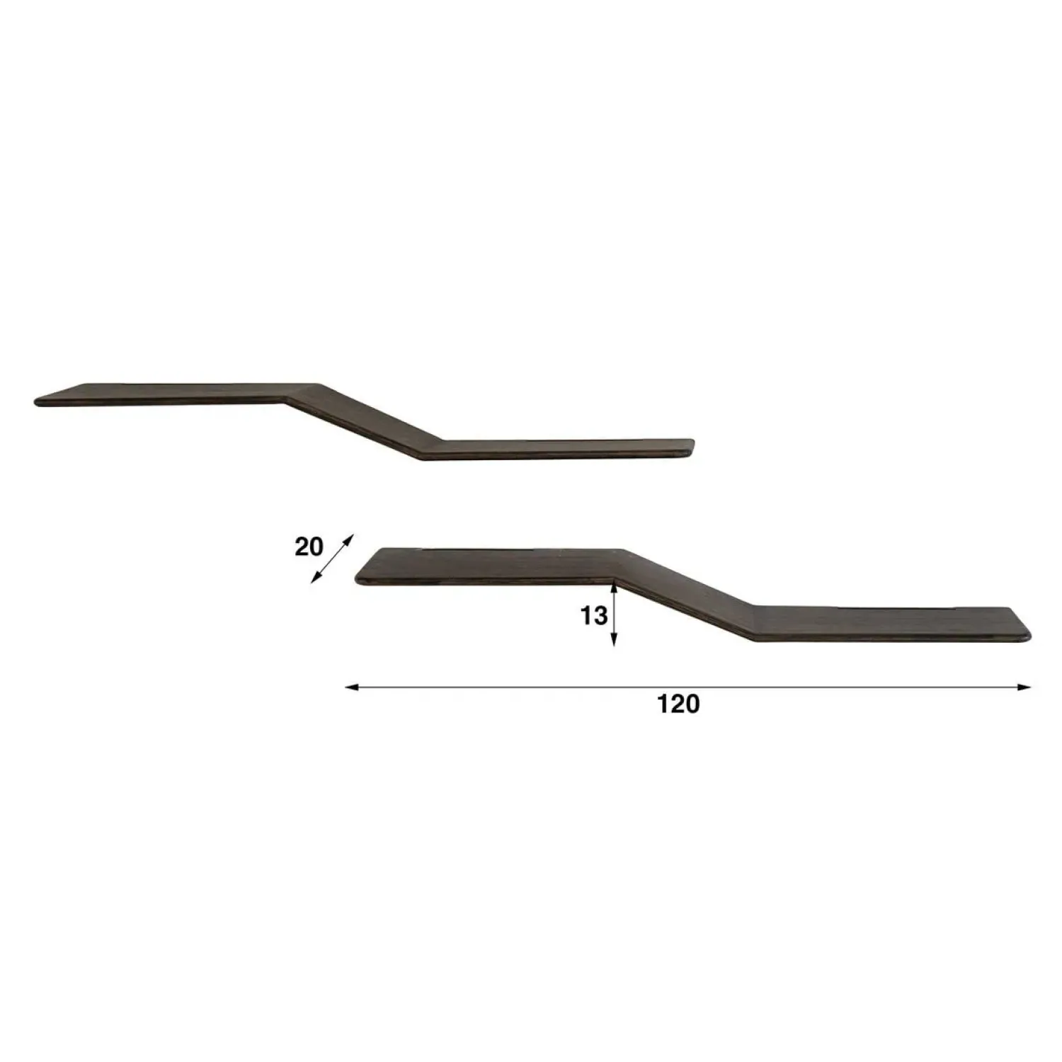 Kalfort Wandplanken|Wandplanken|Jill Wandplank S-vorm set van 2 Teakhout