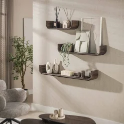 Kalfort Wandplanken|Wandplanken|Jill Wandplank U-vorm set van 3 Teakhout