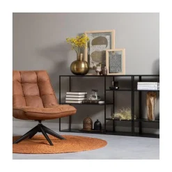 WOOOD Fauteuils|Jouke Draaifauteuil leerlook cognac