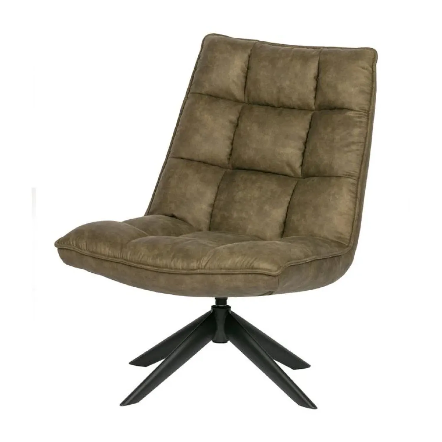 WOOOD Fauteuils|Jouke Draaifauteuil leerlook groen
