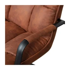 WOOOD Fauteuils|Jouke Draaifauteuil met armleuning leerlook cognac