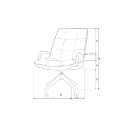 WOOOD Fauteuils|Jouke Draaifauteuil met armleuning leerlook cognac