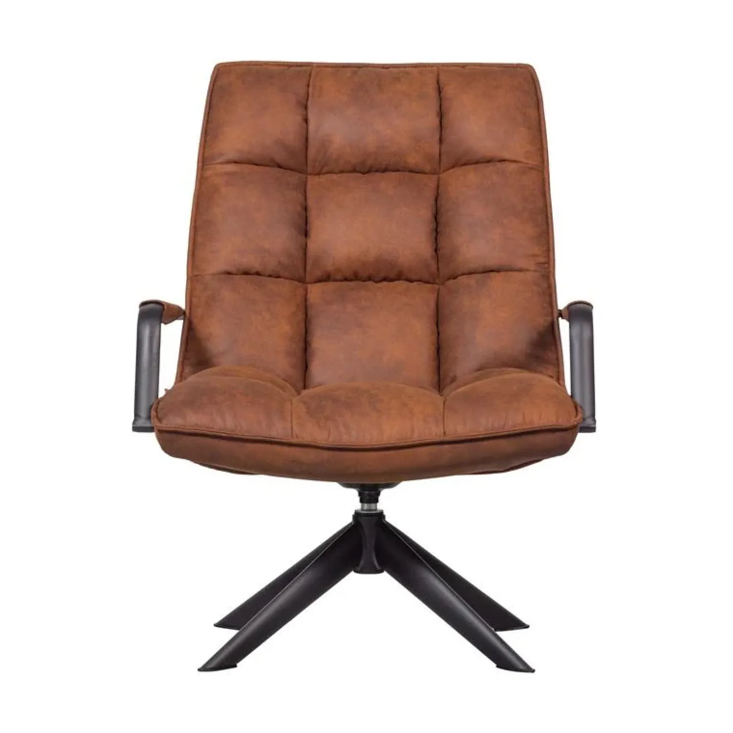 WOOOD Fauteuils|Jouke Draaifauteuil met armleuning leerlook cognac