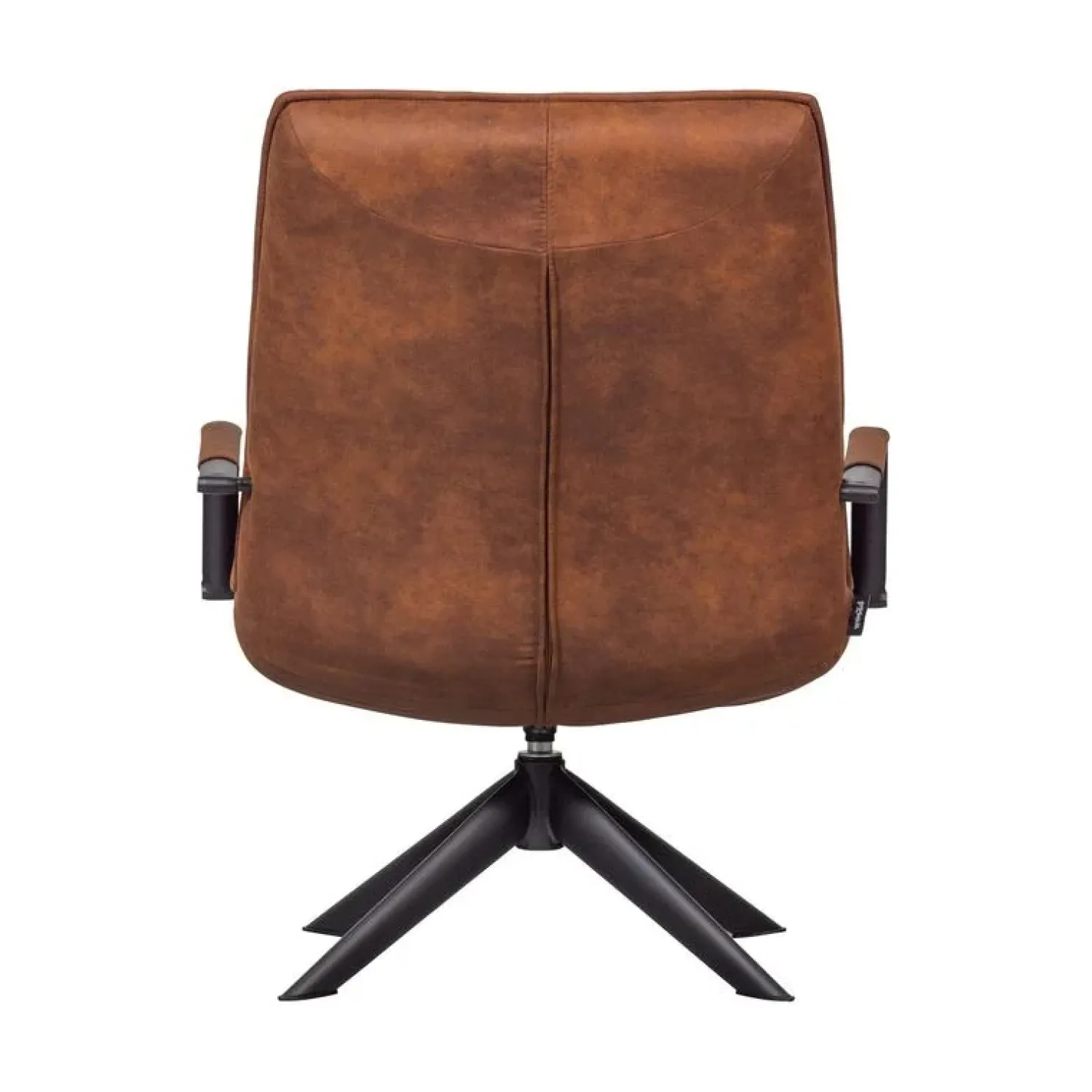 WOOOD Fauteuils|Jouke Draaifauteuil met armleuning leerlook cognac