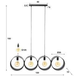 Kalfort Hanglampen|Juno 4-lichts Hanglamp Charcoal