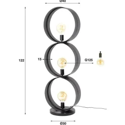 Kalfort Vloerlampen|Juno 3-lichts Vloerlamp Charcoal