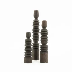 By Boo Kaarsenhouders|Kaarshouder set van 3 Totem Bruin
